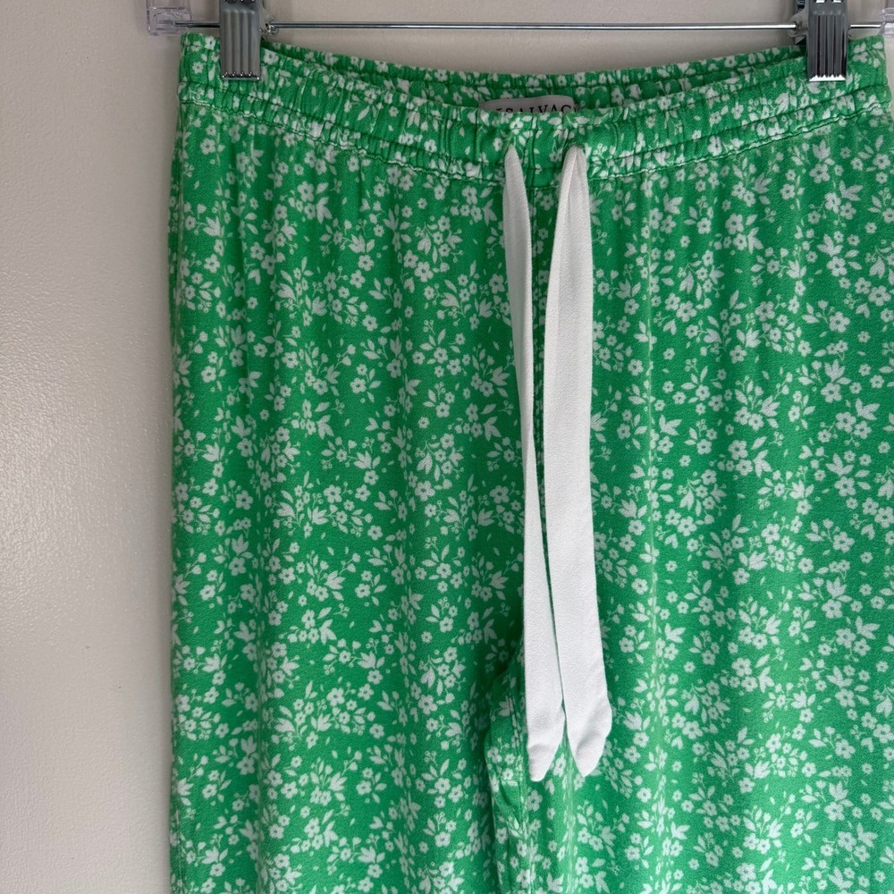 PJ Salvage Green Floral Wide Leg Pajama Pants XS Drawstring Lounge Sleepwear - Picture 2 of 6